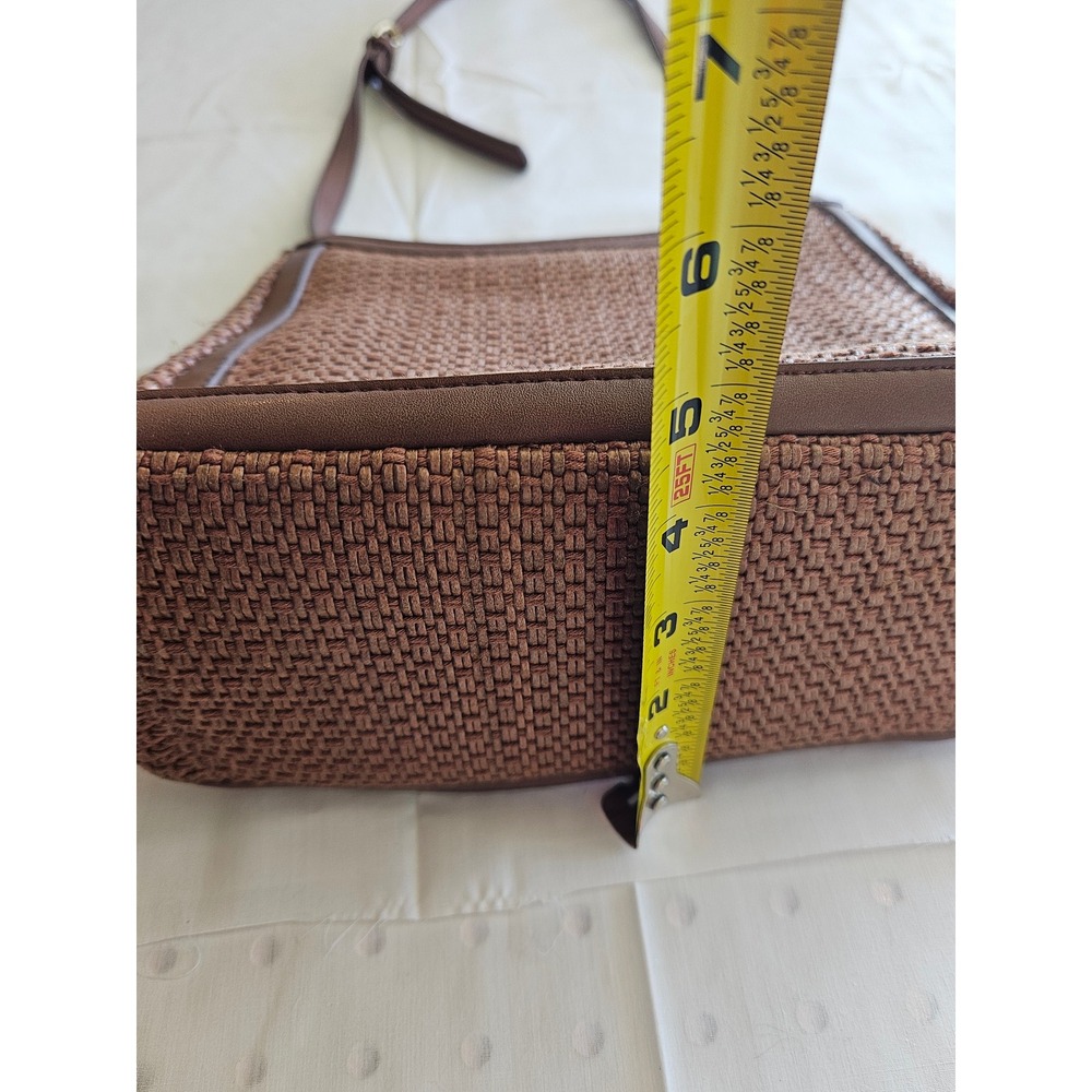 Relic Brown Woven Shoulder Bag With Leather Trim Adjustable Strap For Women - Picture 7 of 12